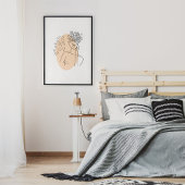 ミニマル抽象芸術顔ポートレートラインアートスケッチ ポスター