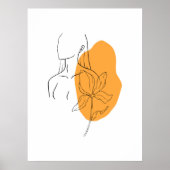 ミニマル抽象芸術顔ポートレートラインアートスケッチ ポスター (正面)