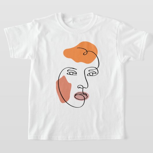 ミニマル抽象芸術顔ポートレートラインアート Tシャツ (レイダウン)