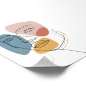 ミニマル抽象芸術顔ポートレート1行スケッチ ポスター (角)