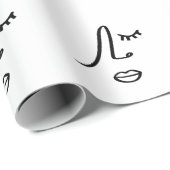 ミニマル抽象芸術顔モダンアートデザイン ラッピングペーパー (ロールコーナー)