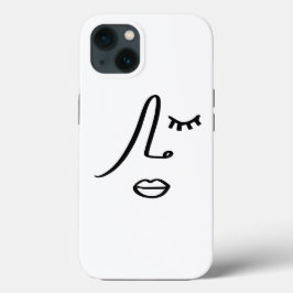 ミニマル抽象芸術顔モダンアートデザイン iPhone 13ケース