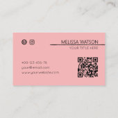 ミニマル抽象芸術黒とピンクフェミニン 名刺 (裏面)