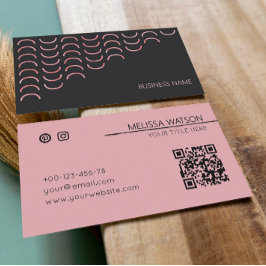 ミニマル抽象芸術黒とピンクフェミニン 名刺