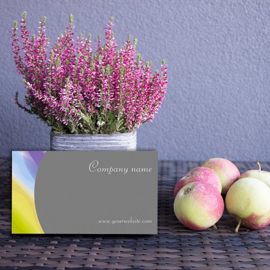 ミニマル抽象芸術QRグレーラベンダービジネスカード 名刺