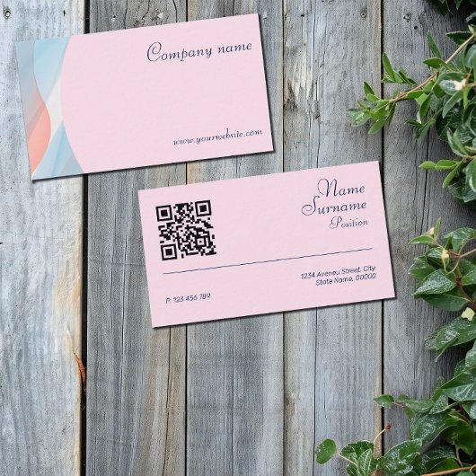 ミニマル抽象芸術QRコードパステルビジネスカード 名刺