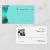 ミニマル抽象芸術QRターコイズ名刺 名刺 (正面/裏面)
