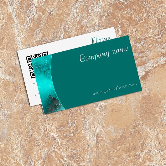 ミニマル抽象芸術QR深いグリーン名刺 名刺