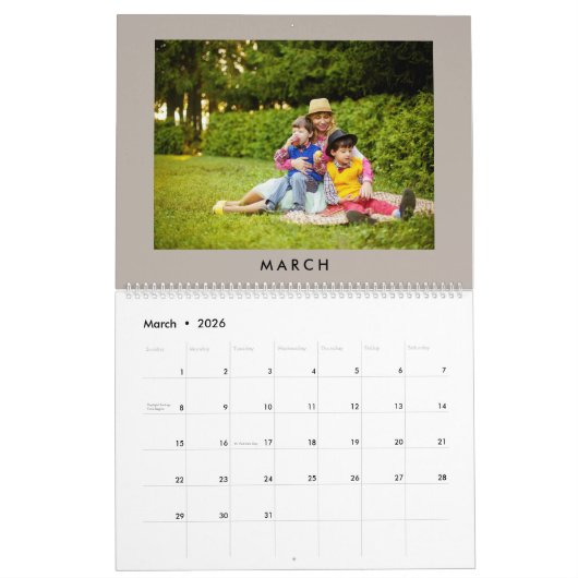 ミニマル数々のム写真家族の思い出 カレンダー (3月 2026)
