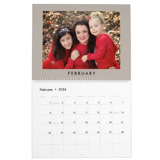 ミニマル数々のム写真家族の思い出 カレンダー (2月 2026)