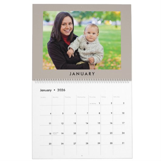 ミニマル数々のム写真家族の思い出 カレンダー (1月 2026)