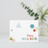 ミニマル数々のリストカラー幾何学系ハッピーホリデー ポストカード (スタンド正面)