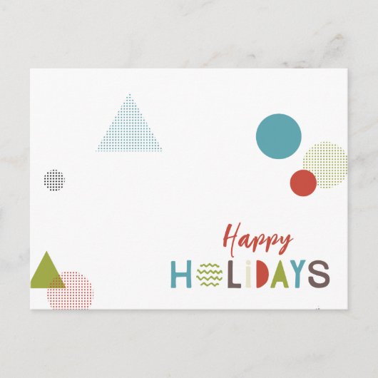 ミニマル数々のリストカラー幾何学系ハッピーホリデー ポストカード (正面)