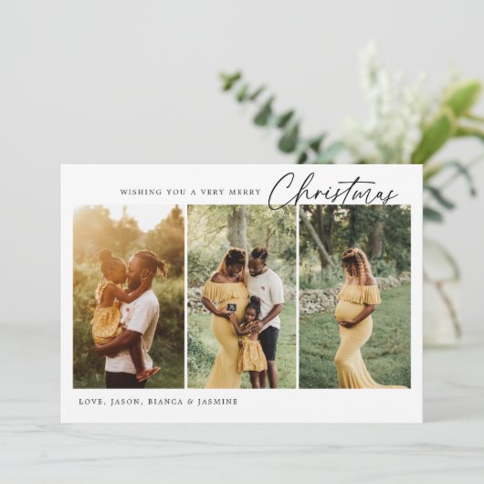 ミニマル数々のリストフォトクリスマスホリデーカード シーズンカード (スタンド正面)