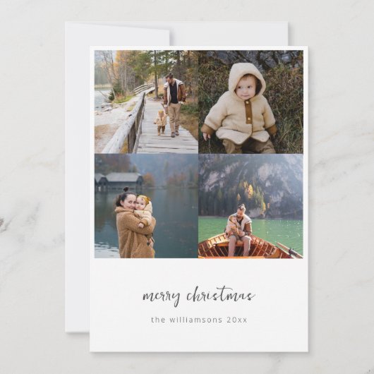 ミニマル数々のリストフォト手書きスクリプトホワイト シーズンカード (正面)