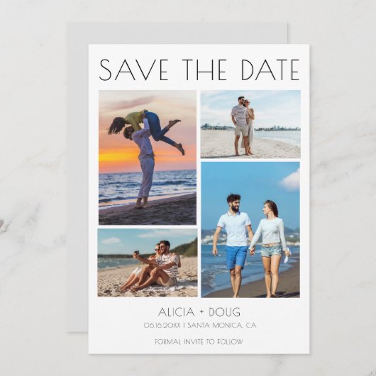 ミニマル数々のリスト – 写真ウェディング日付を保存 セーブザデート (正面/裏面)