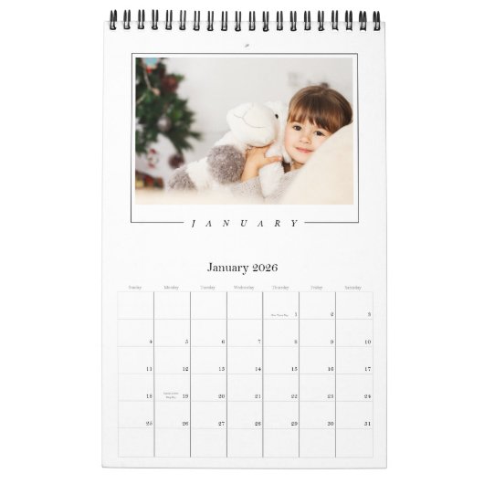 ミニマル数々の主義フォトコラージュ家族の思い出 カレンダー (1月 2026)