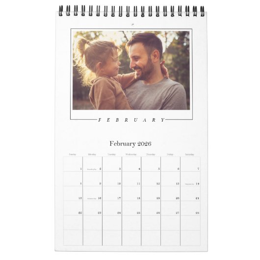 ミニマル数々の主義フォトコラージュ家族の思い出 カレンダー (2月 2026)