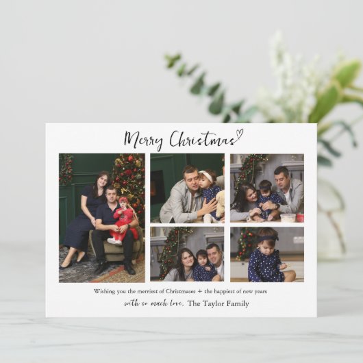 ミニマル数々の写真家族クリスマスカード 招待状 (スタンド正面)