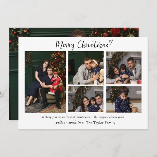 ミニマル数々の写真家族クリスマスカード 招待状 (正面/裏面)