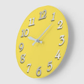 ミニマル数値灰色イエローカナリアエレガント ラージ壁時計 (傾斜)