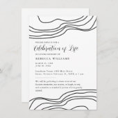 ミニマル文字お祝いのライフ招待状 招待状 (正面/裏面)
