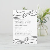 ミニマル文字お祝いのライフ招待状 招待状 (スタンド正面)