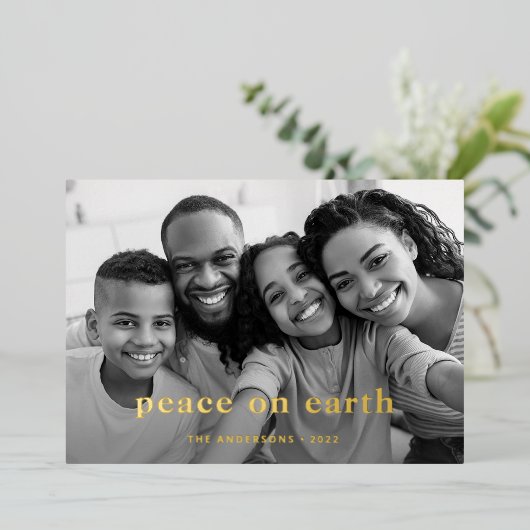 ミニマル文字と写真 |金ゴールド 箔シーズンカード (立ち正面)