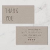 ミニマル文字クラフト紙サンキュー&ディスカウント 名刺 (正面/裏面)