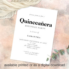 ミニマル文字ナイカラーキンセニェラ誕生日 招待状