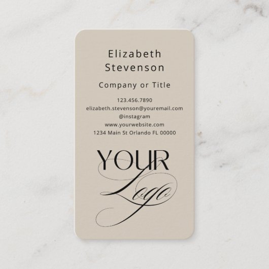 ミニマル文字パステルカスタムバニラQRコードロゴ 名刺 (正面)