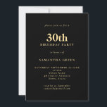 ミニマル文字ブラック金ゴールド30th誕生日パーティー 招待状<br><div class="desc">ミニマル文字ブラック金ゴールド30th誕生日パーティー。100 %カスタマイズ可能編集オプションを使用して、文字を簡単にパーソナライズもしし、必要なフォントと背景色を変更する。</div>