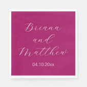 ミニマル文字マジェンタ結婚ー文字 スタンダードランチョンナプキン (正面)