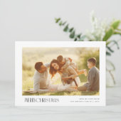 ミニマル文字メリーのクリスマスの写真グリーティングカード シーズンカード (スタンド正面)