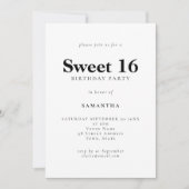 ミニマル文字任意の色の甘い16誕生日パーティー 招待状 (正面)