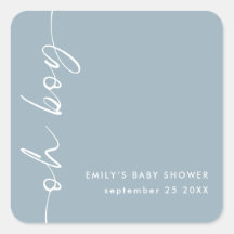 ミニマル文字名Oh Boy Dusty Blue Baby Shower
