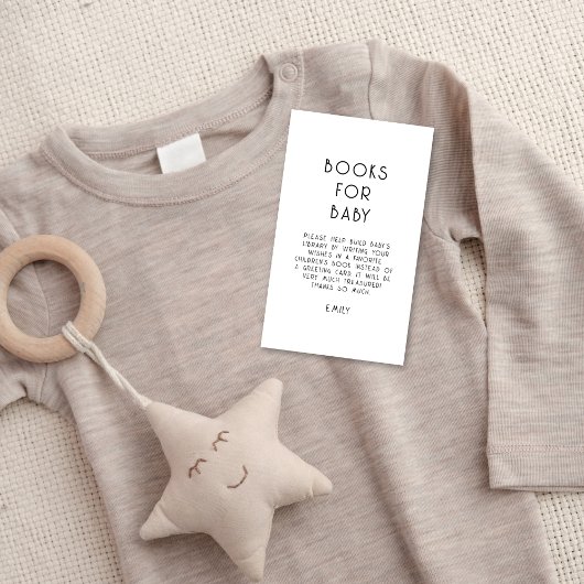 ミニマル文字白黒のベビーシャワー用ブック エンクロージャーカード