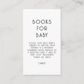 ミニマル文字白黒のベビーシャワー用ブック エンクロージャーカード (正面)