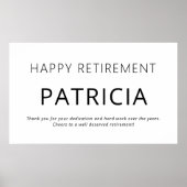 ミニマル文字白黒ハッピーリタイア ポスター (正面)