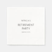 ミニマル文字白黒リタイアメントパーティー スタンダードカクテルナプキン (正面)