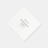 ミニマル文字白黒リタイアメントパーティー スタンダードカクテルナプキン (角)
