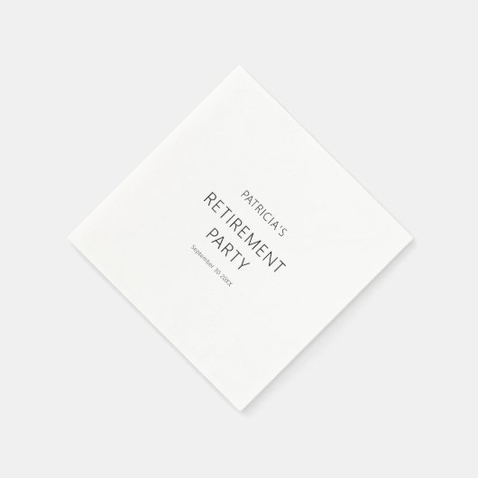 ミニマル文字白黒リタイアメントパーティー スタンダードカクテルナプキン (角)