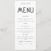 ミニマル文字白黒結婚のメニューカード 招待状 (正面)
