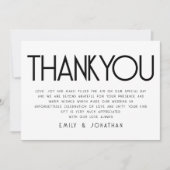 ミニマル文字白黒結婚ズサンキュー カード (正面)