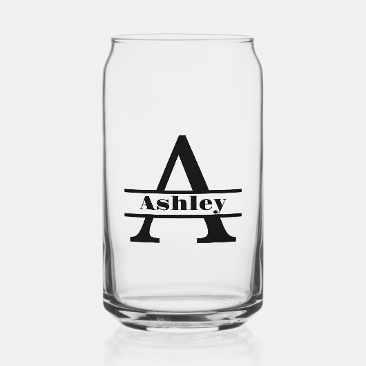 ミニマル文字Aモノグラムと名前をカスタムする ガラス缶 (正面)