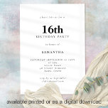 ミニマル文字Any Color 16thバースデーパーティー 招待状<br><div class="desc">ミニマル文字Any Color 16th Birthday Party.100 %カスタマイズ可能編集オプションを使用して、文字を簡単にパーソナライズもしし、必要なフォントと背景色を変更する。</div>
