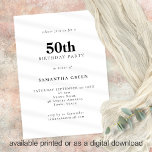 ミニマル文字Any Color 50thバースデーパーティー 招待状<br><div class="desc">ミニマル文字任意の色50th誕生日パーティー。完全にカスタマイズ可能編集オプションを使用して、文字を簡単にパーソナライズもしし、必要なフォントと背景色を変更する。</div>