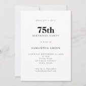ミニマル文字Any Color 75thバースデーパーティー 招待状 (正面)