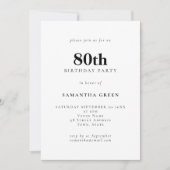 ミニマル文字Any Color 80th Birthday Party Invi 招待状 (正面)