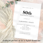ミニマル文字Any Color 80th Birthday Party Invi 招待状<br><div class="desc">ミニマル文字Any Color 80th Birthday Party.編集オプションを使用して、文字を簡単にパーソナライズもしし、必要なフォントと背景色を変更する。</div>